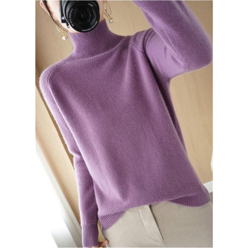 Stand-up Collar Sweater Women's Autumn And Winter Thick Section Korean Women's Solid Color Pullover Loose Knitted Long-sleeved Bottoming