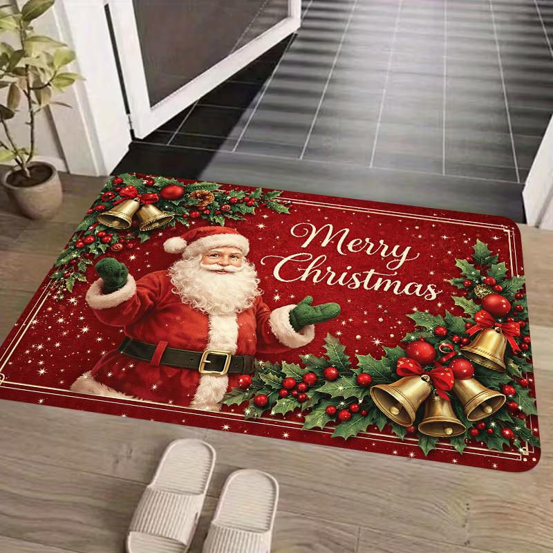 1Pcs Anti Fatigue Kitchen Rugs, Pack, "Merry Christmas Sa Print Waterproof Non-Slip Thick Cushioned Mat Comfort Standing Mat