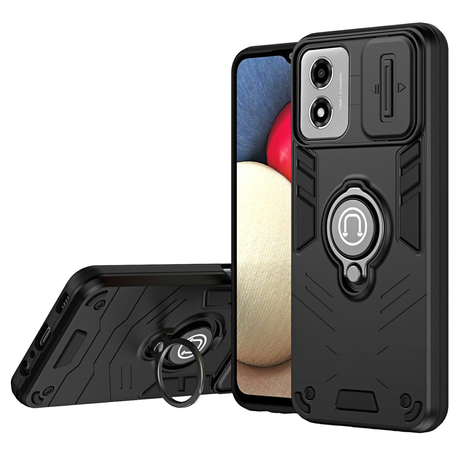 

Для Motorola Moto E14 4G Чохол Слайд Camshield Підставка PC+TPU Чохол для телефону Black
