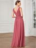 Ever-Pretty Women's Chiffon Pleated Double V-Neck Maxi Evening Dresses Sleeveless Bridesmaid Dress