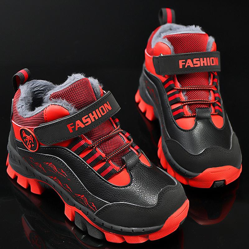 Winter Kid's Snow Boots with Plush Anti Slip Wolf Claws Hiking Cotton Shoes