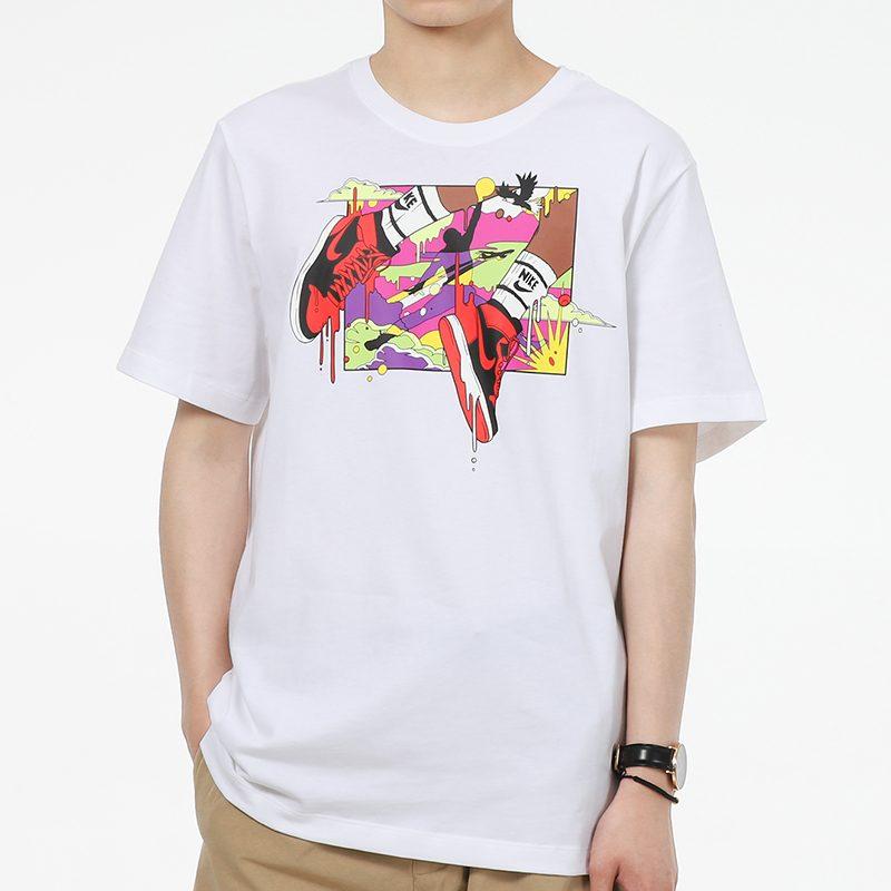 Jordan T Shirts Men's White Crew Neck Moderate Straight Fit DO1927-100