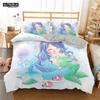 Cartoon Blue Mermaid Duvet Cover Beautiful Girl With Unicorn Bed Cover Single Double Queen King Twin Size Bedding Set For Kids