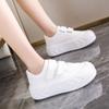 Leisure Sneakers for Women PU Hook & Loop Flat Platform High Heels Round Toe Women Shoes Solid Leather Vulcanize Shoes Plus Size