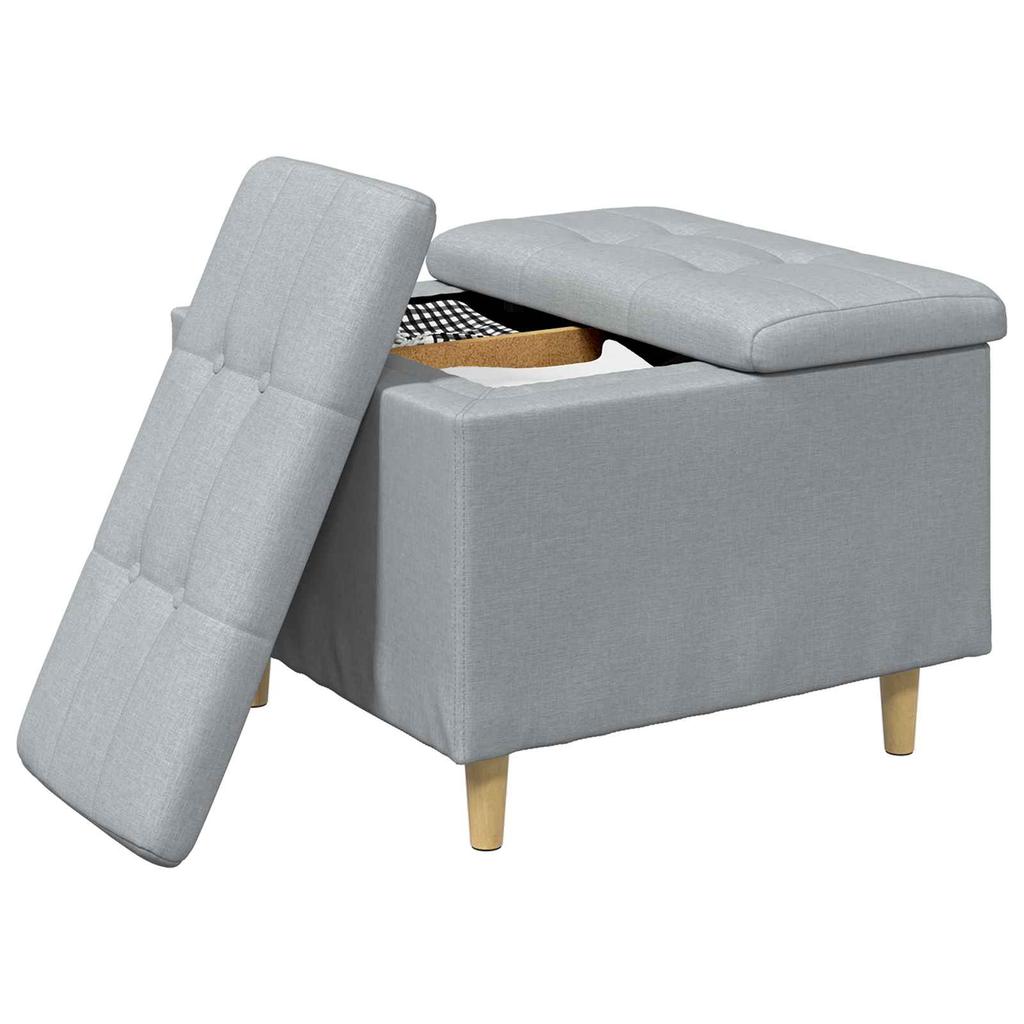 Storage Ottoman with Cushion Light Grey 60 x 60 x 45 cm Fabric