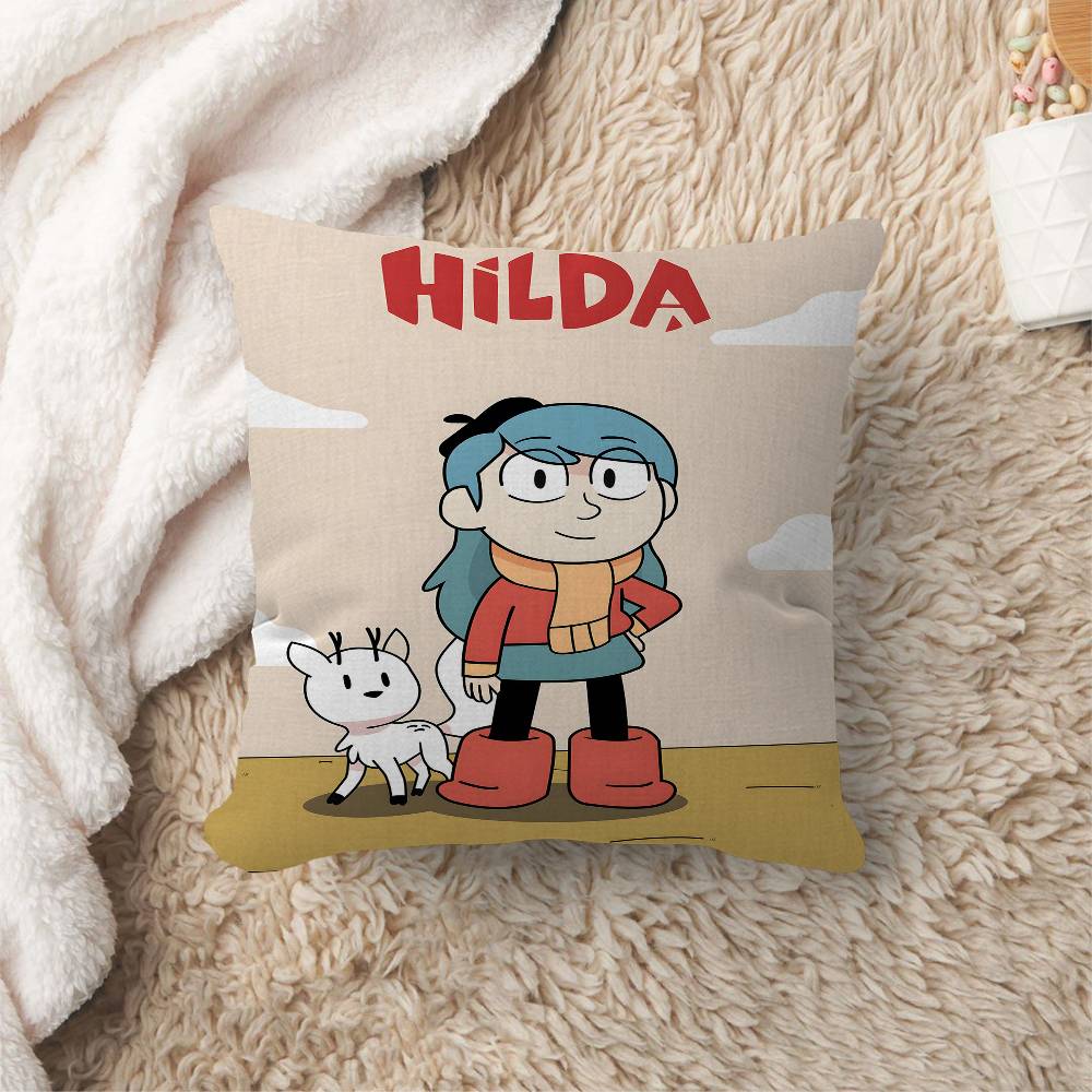 HHilda cartoon girl anime Cushion Cover Inches Farmhouse Decor Home Throw Pillow Covers for Couch Decorations
