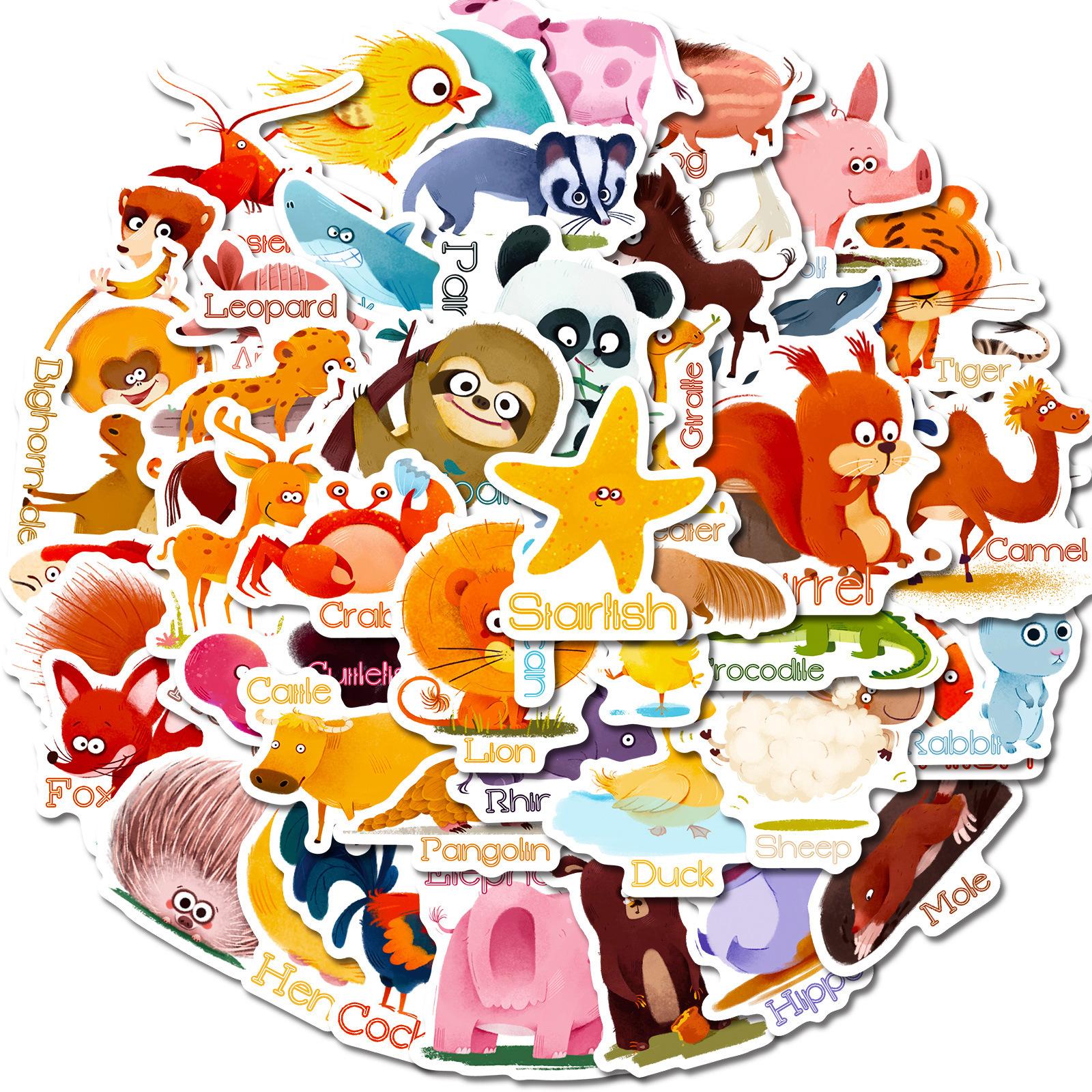 50 Doudou Eyes Small Animals Graffiti Stickers Small Eyes Animals Children Diy Decorative Stickers Batch