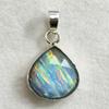 Natural Opal Pear 18 Ct 925 Sterling Silver Extremely Rare CERTIFIED Pendant