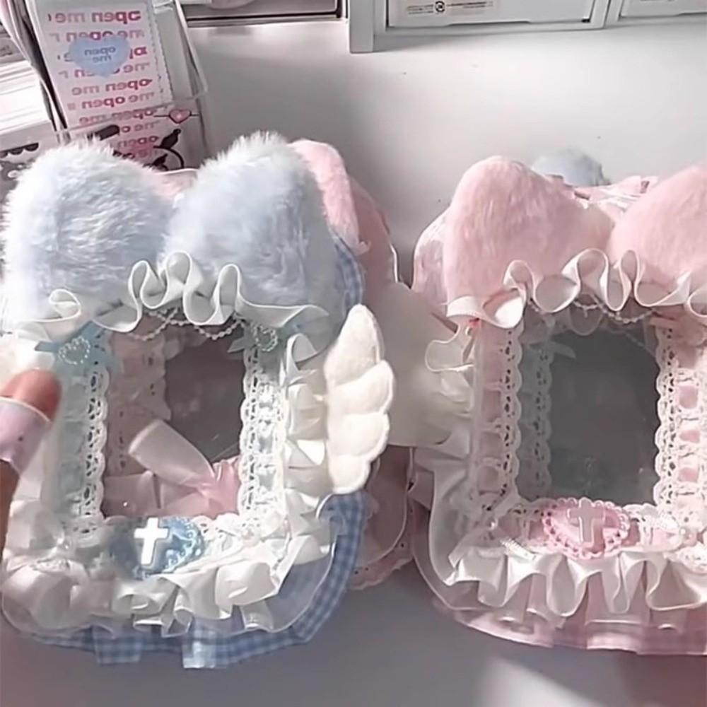 Kawaii DIY Card Holder with Ribbon Kpop Lace Photocard Case Handmade Lolita Photo Protector Case Card Storage