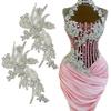 Customize Shoulder Charming Clear Crystal Beaded Bodice Rhinestone Applique Patch for Party Wedding Dress