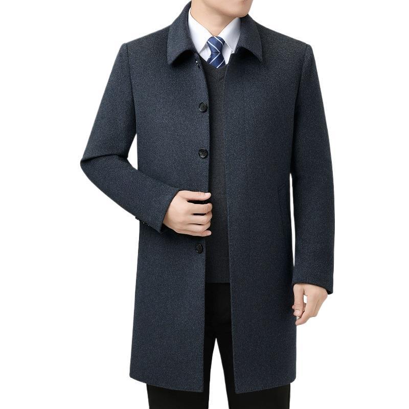 Men's Double-Faced Wool Trench Coat with Down Liner