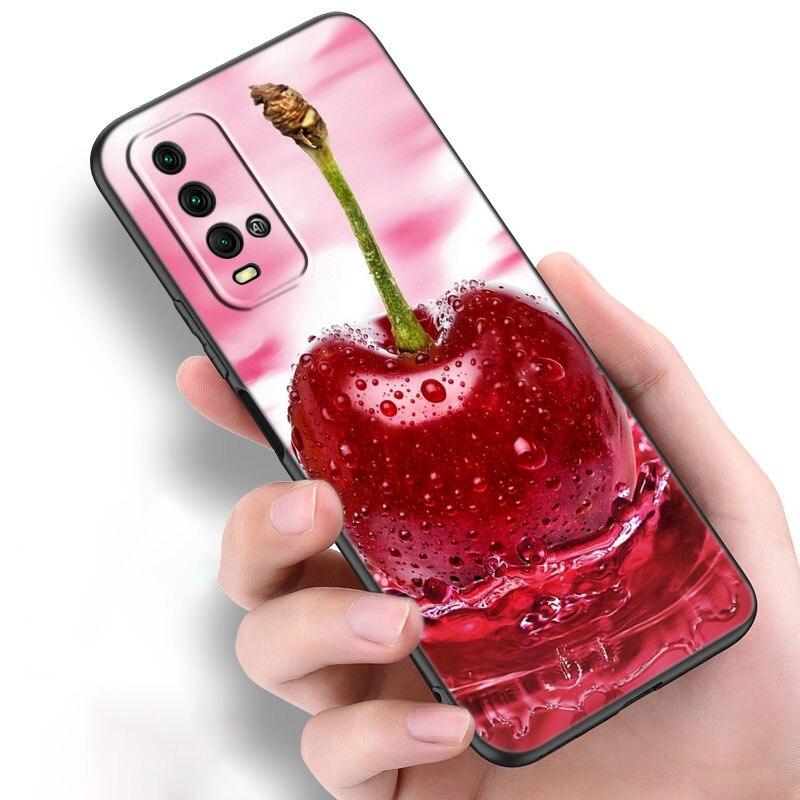 Letni Owoc Wiśnia Etui na Telefon Dla Xiaomi Redmi Note 10 9 Pro Max 10S 10T 9A 9C 9S 9T 8A 8T 8 7 Pro Miękkie TPU Czarne Etui