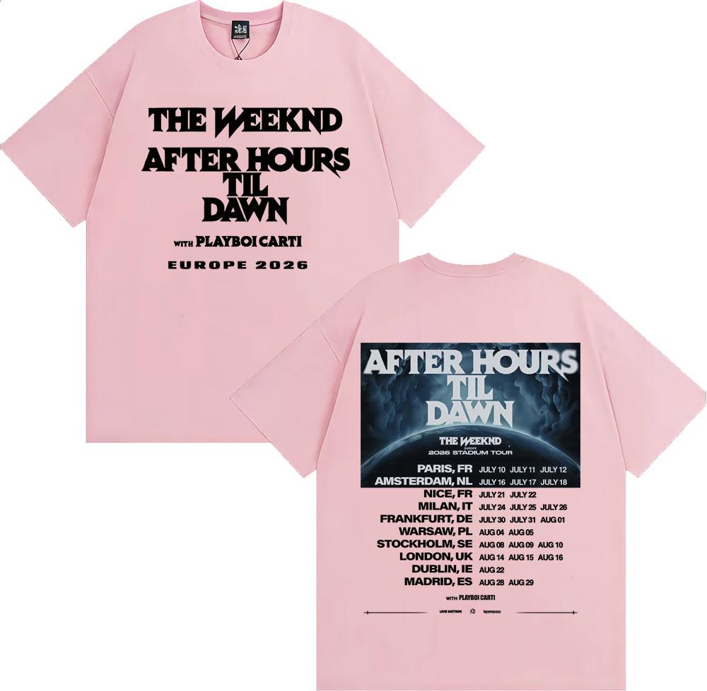 The Weeknd After Hours Til Dawn Europa 2026 Stadionturné T-shirts Unisex Dammode Hip Hop Bomulls-T-shirts Streetwear