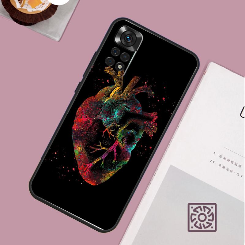Human Heart Brain Lungs Phone Case For Xiaomi Redmi Note 13 12 12S 12C 13C 10 10C 9 9C 10S 11S 11 Pro Soft Cover