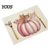 Reusable Table Linens for Thanksgiving Pumpkin Autumn Leaves Placemat, Linen Washable Heat Resistant Watercolor Place Mat Dining Fall Seasonal