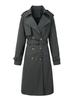 European and American classic lapel trench coat double-breasted + epaulettes decorative belt, crisp and elegant British style