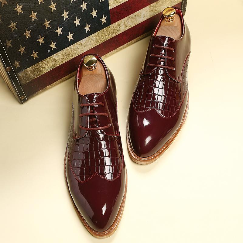 

Классические белые свадебные кожаные туфли, мужские роскошные туфли из лакированной кожи с крокодиловым узором, модные банкетные туфли, вечерние туфли красного цвета 42 вино красного