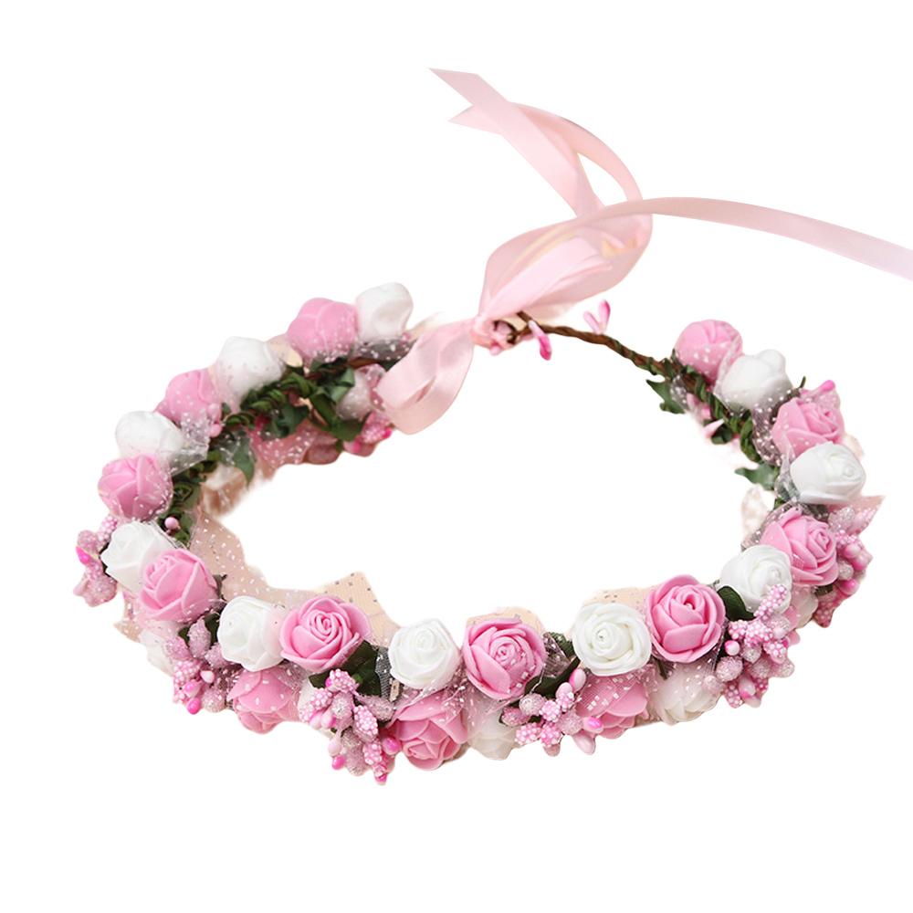Sweety Boho Flower Crown Handmade Simulated Flower Hair Hoop Outdoor Photography Travel Hair Accessory Girls Trendy Headband фуксия