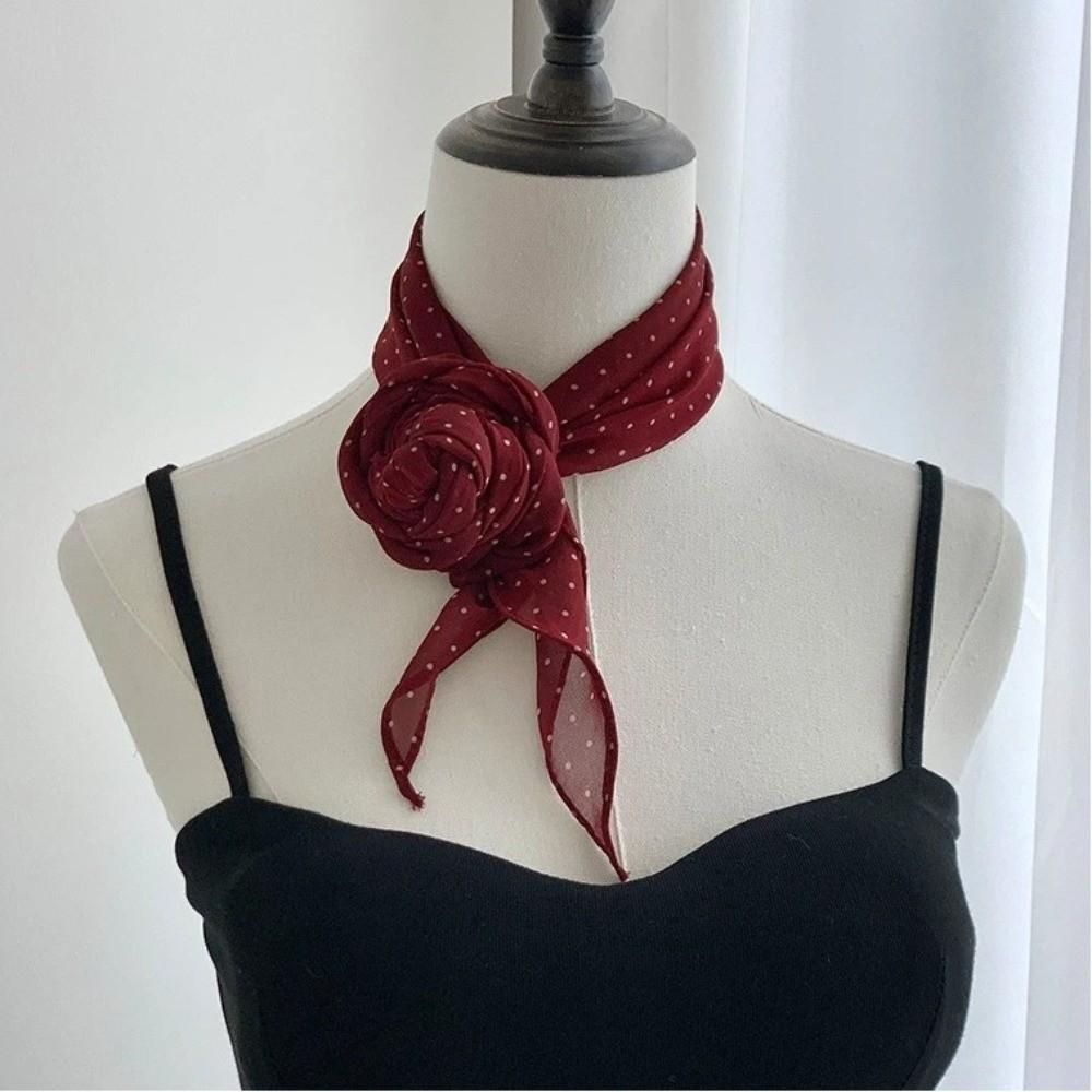 Fashion Headband Polka Dot Scarf Chiffon Multifunction Elegant Ribbon Polka Dots Thin Head Scarf Women