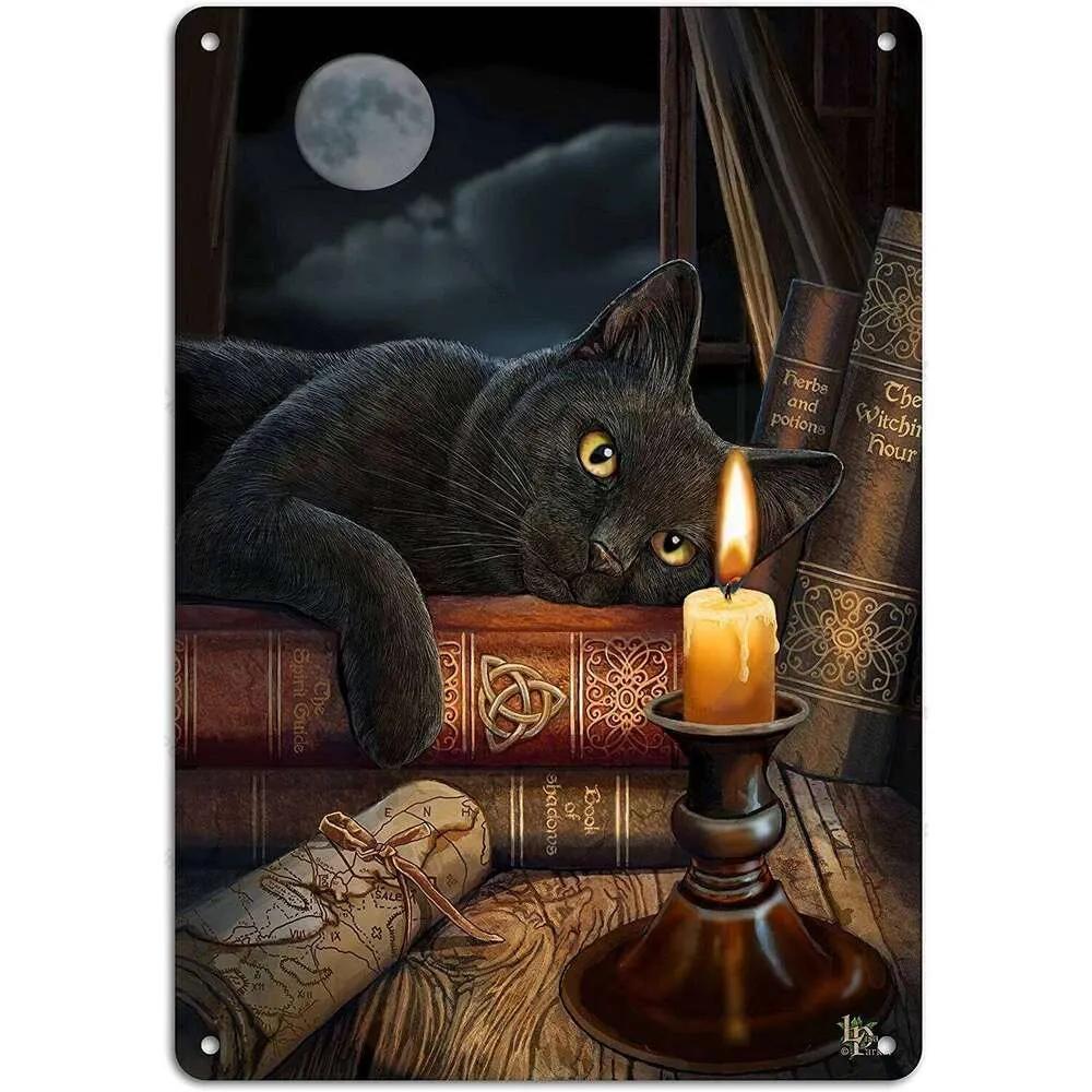 Black Cat Cartoon Anime Poster Metal Sign Garage Man Cave Wall Signs Cute Cats Tin Board Painting Decor Plates Plaques 26T0104 26T0104