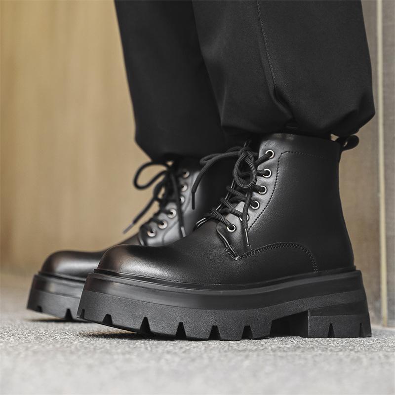 Martin boots men's high-top Derby shoes platform heightening British retro medium-top locomotive short boots 70066-J