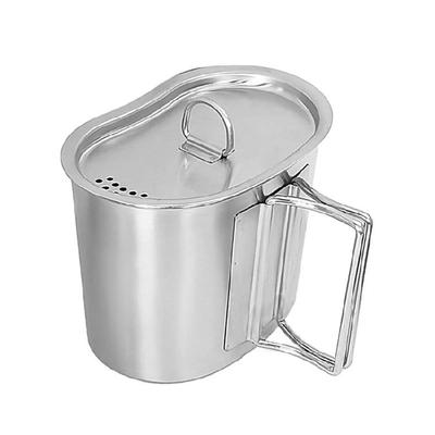 Camping Cup with Lid 700ml Stainless Steel Cup Water Coffee Cup with Foldable Handle Stainless Steel Camping Cooking Cup