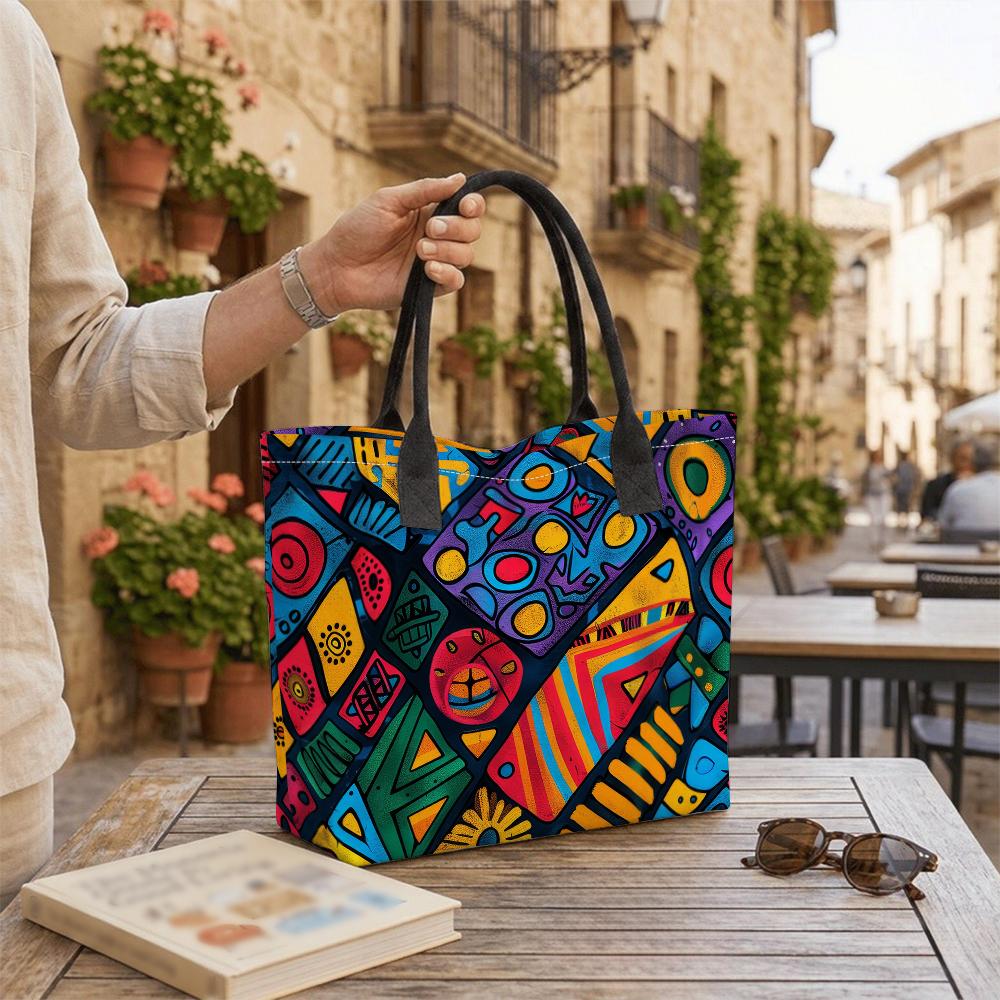 Colorful Graffiti Pattern Tote Bag Large Capacity Casual Portable Daily Shoulder Handbag