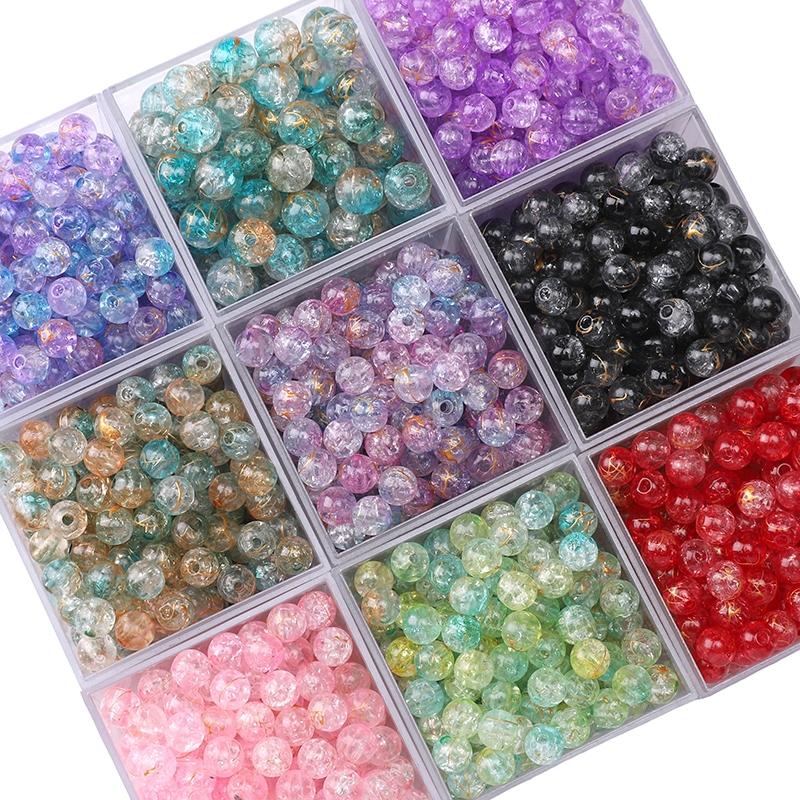 8mm/10mm Cracked Patterned Beads Irregular Color Acrylic Beads For DIY Jewelry Making