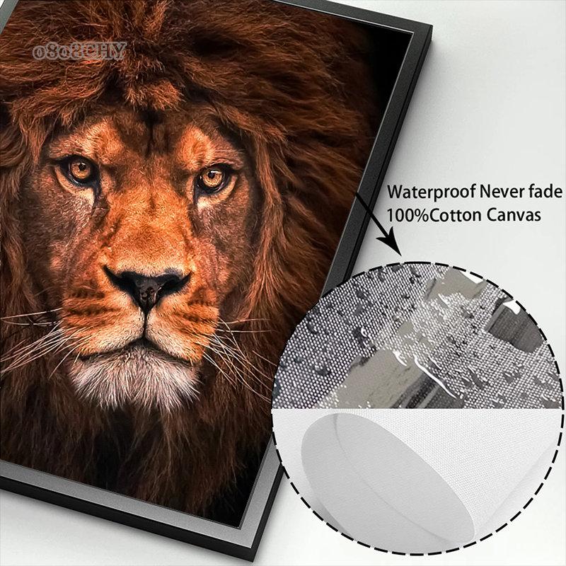 Naturaleza animales salvajes leopardo León Tigre en lienzo oscuro pintura impresiones HD pared arte carteles imagen moderna decoración para sala de estar Mural