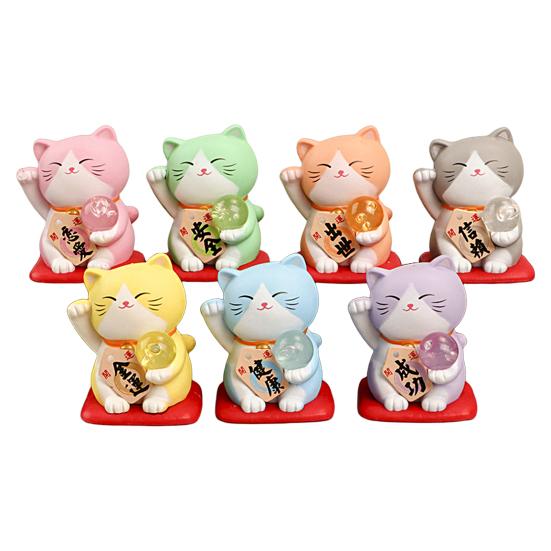 

Фигурка кошки манеки-неко с благословляющими надписями, милая кошка удачи в японском стиле