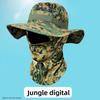 Camouflage Round Edge Hat Headgear Set Outdoor Mountaineering Bucket Hat Drawstring Windproof Benny Hat Travel Mountaineering Fishing Hat