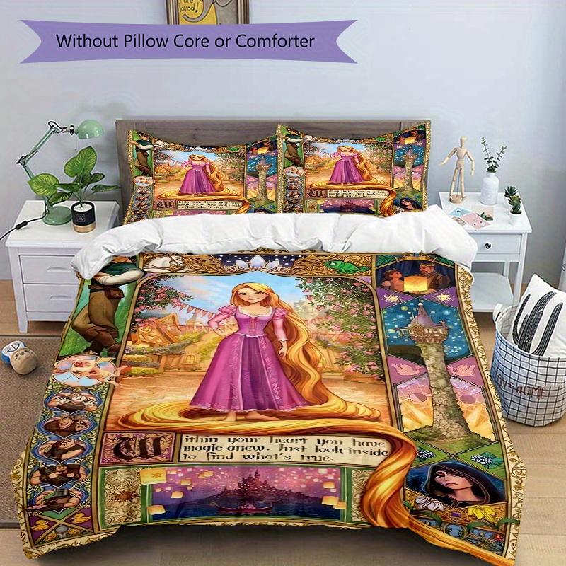 3pcs Cartoon Tangled Rapunzel Printed Bedding Set, Soft and Comfortable Quilt Cover for Bedroom B012