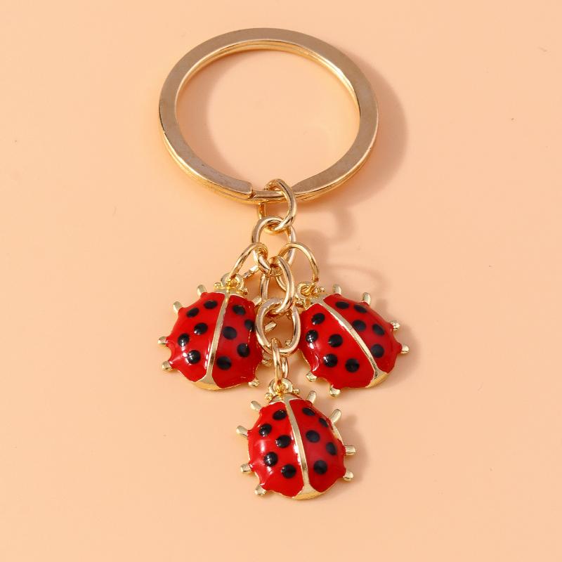 Pretty Enamel Cherry Keychain Flower Key Rings Pendants for Key Holder Women Girls Handbag Decor Handmade Jewelry Gifts
