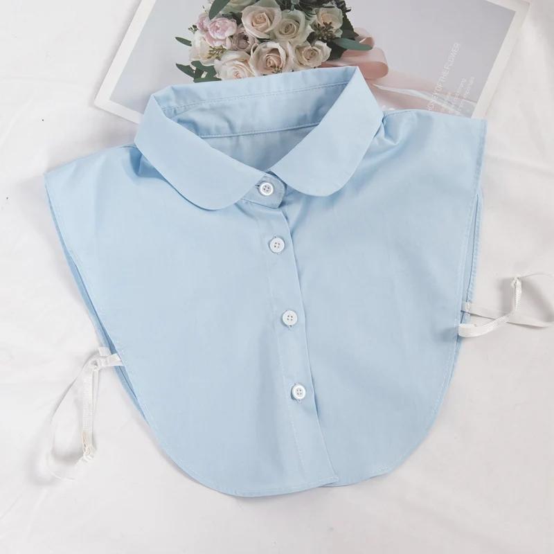 Damen Frühling Herbst Baumwolle Weiß Vertikal Kleiner Umlegekragen Vielseitiges Hemd Pullover Mode Falschkragen Kleidung Accessoires