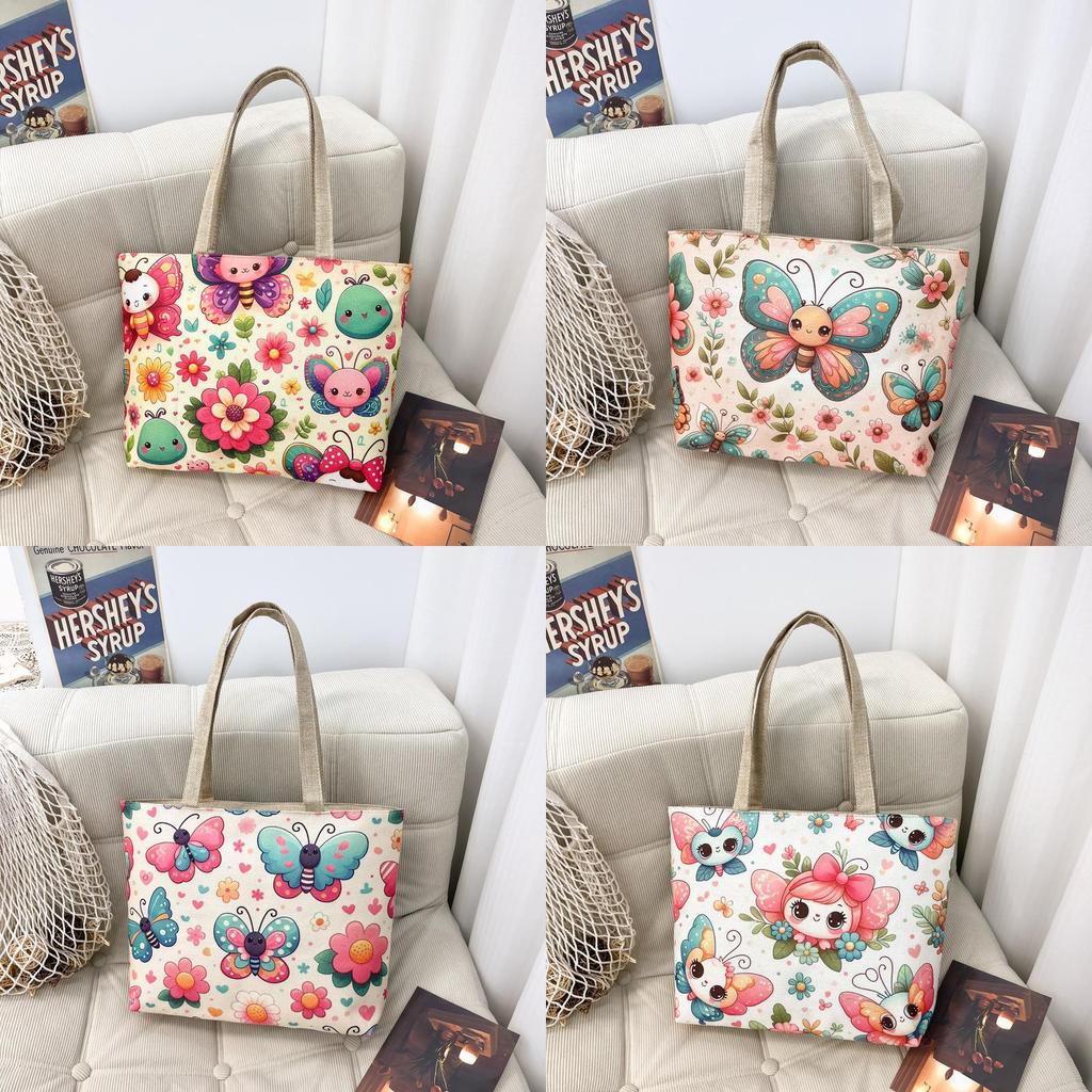 Ethnic Style Canvas Shoulder Bag With Bright Print For Daily Use