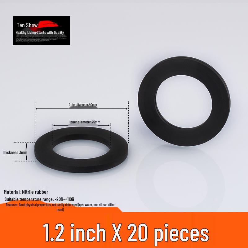 4-6 Minute Silicone Waterproof Gasket Seal for Water Heaters & Showers - Black Nitrile Rubber, Thickened Flat Washer