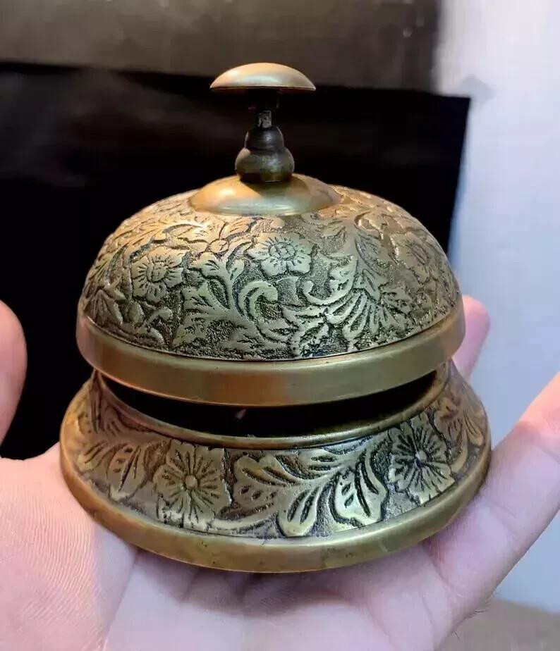 Desk Bell Antique Vintage Brass Hotel Service Ornate Reception Counter New