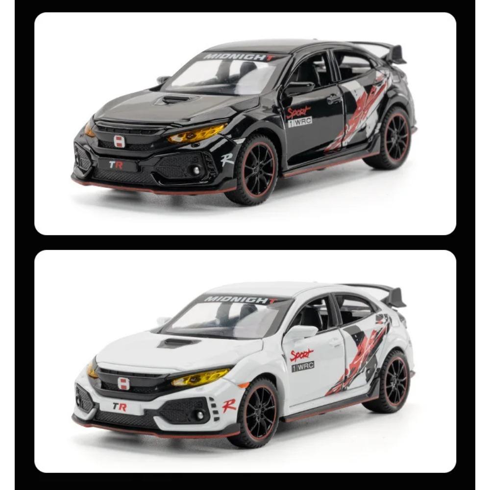Maßstab 1/32 Honda Civic Type-R Super Modified Sportwagen Legierung Metall Diecast Modellauto Indoor Hochsimulations-Ornament Sound & Licht Geschenk