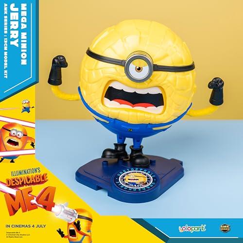 Minions Despicable Me 4 Toy, 4.7-inch Mega Jerry Action Figure with 360° Rotating Body and 3 Interchangeable Facial Expressions, Minion Model Kit, Gif