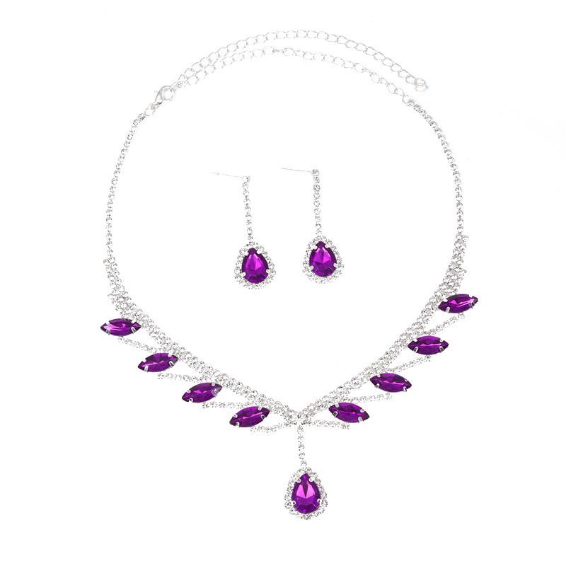 Exquisite Full Diamond Bridal Necklace & Earrings Set - High-Grade Wedding Accessories