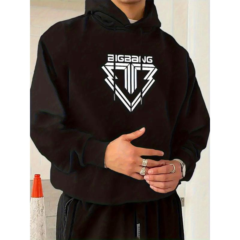 Casual Hoodie Sweatshirt, Loose Fit, Polyester Warm Pullover Hooded Sweatshirt XXL чёрный