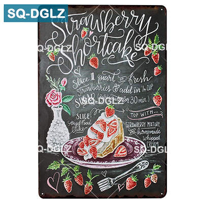 SQDGLZ Hand Painted KITCHEN Metal Sign Bar Wall Decor Tin Sign Vintage Home Decor Painting Plaques Art Blackboard Poster