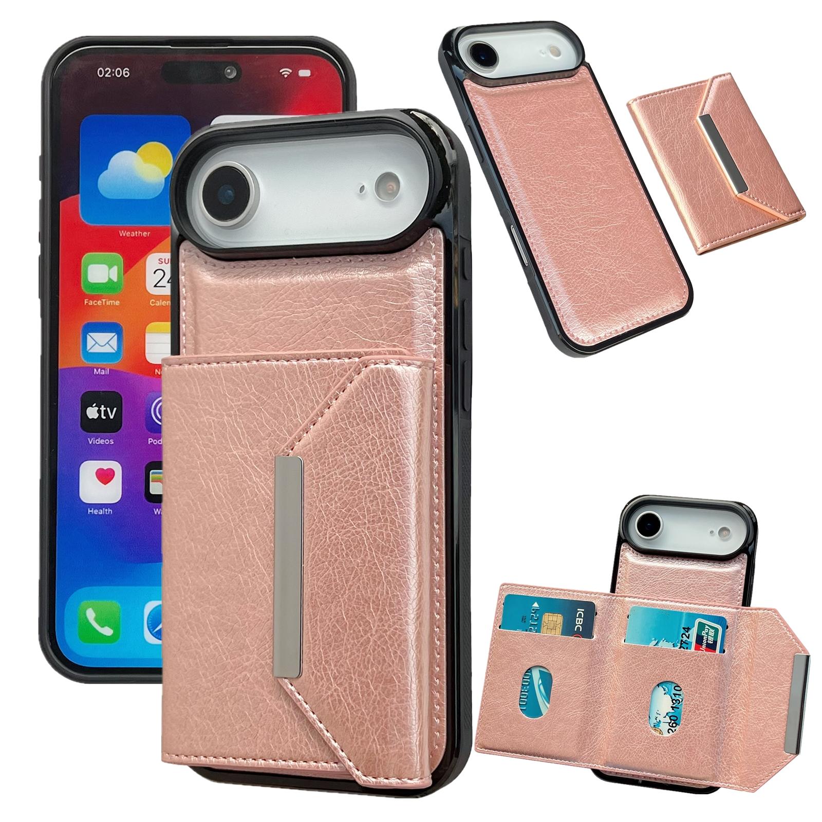 

For iPhone Air Case Card Bag Kickstand TPU + PU Phone Cover