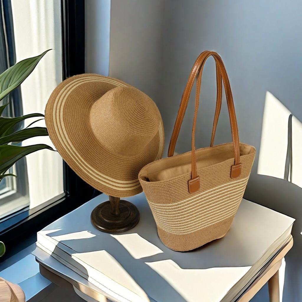 Trendy French One-Shoulder Straw Tote: Large-Capacity Woven Beach & Vacation Handbag for Women