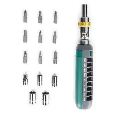 14 In 1 Screwdriver Set with Magnetic Ratcheting Adjustable Angle MultiPurpose Convenient Tool for Furniture Home