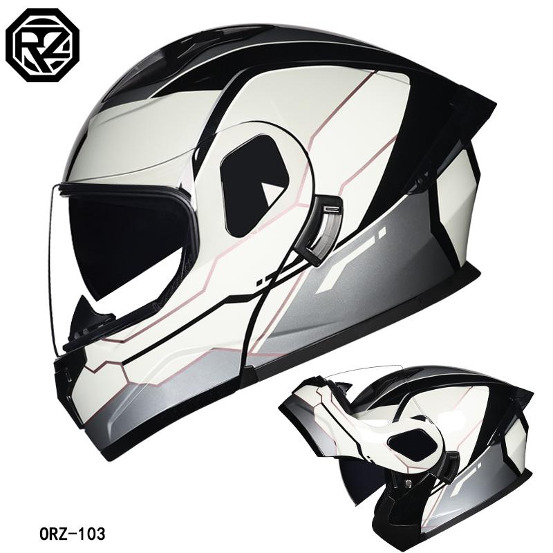 ORZ-103-Motorcycle Helmet with Exposed Face, Men's and Women's Semi Full Helmets, All Season Motorcycle Large Tail Wing