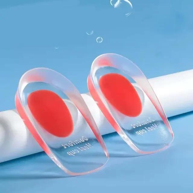 1 Paar Siliconen Hielcups Gel Inlegzolen voor Schoenen Mannen Vrouwen Hielpijn Verlichting Inzetstuk Voetkussen Hoogte Verhoging Sjabloon Schoen Pad W6297WW-