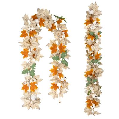 Artificial Flowers Artificial Maple Leaf Vine Realistic Double Sided Maples Leaf Garland Plastic Flexible Garland Hanging Plants