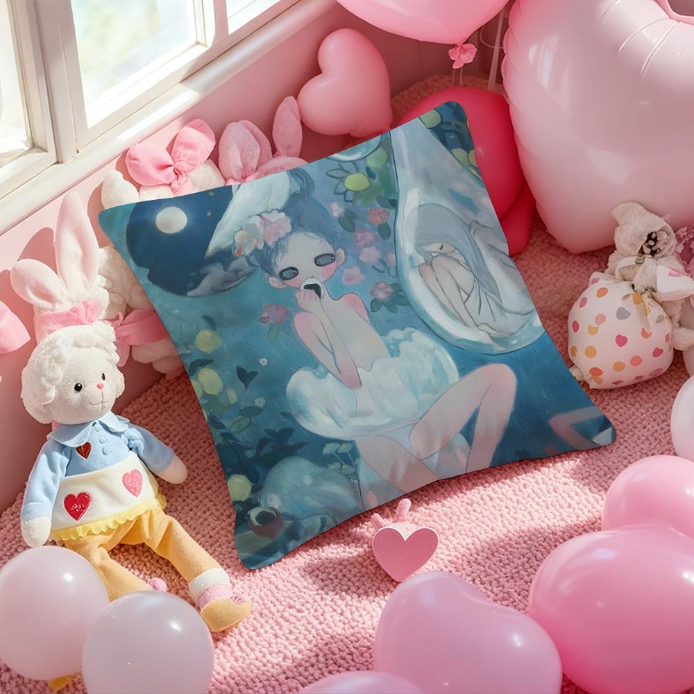 Art Aya Takano Cushion Cover Pattern Printed Pillowcase for Living Room Sofa Cushion Cover & Bedroom Decor