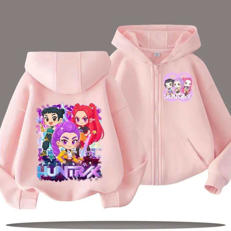 Funny Zip Up Sweatshirts Kpop Demon Hunters Hoodie Children Clothes Kid Girl Boy Sweatshirt Zipper Hoody Baby Casual Top 100